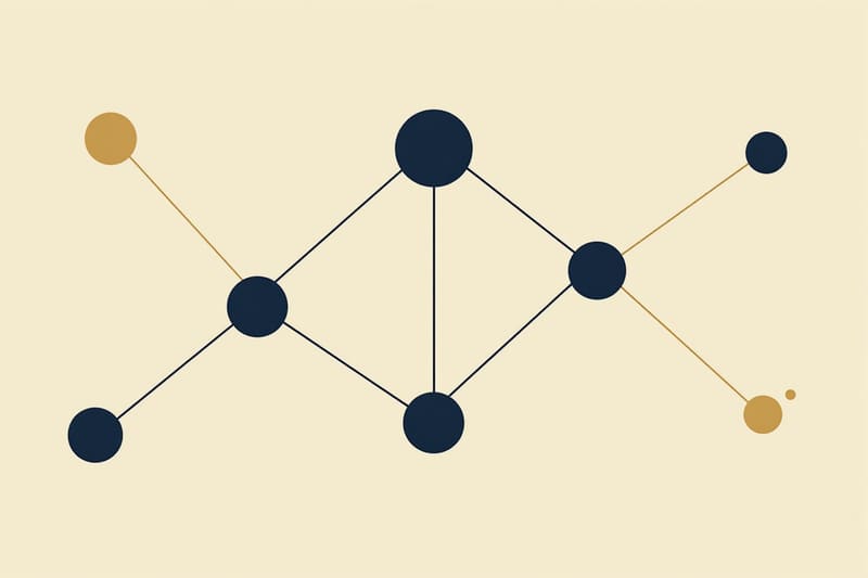 Abstracte illustratie van een netwerk met één vernauwde verbinding